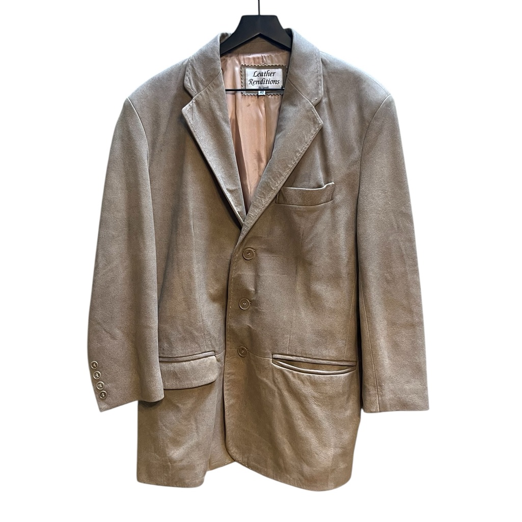 Vintage Soft Suede Leather Renditions Taupe Blazer Jacket